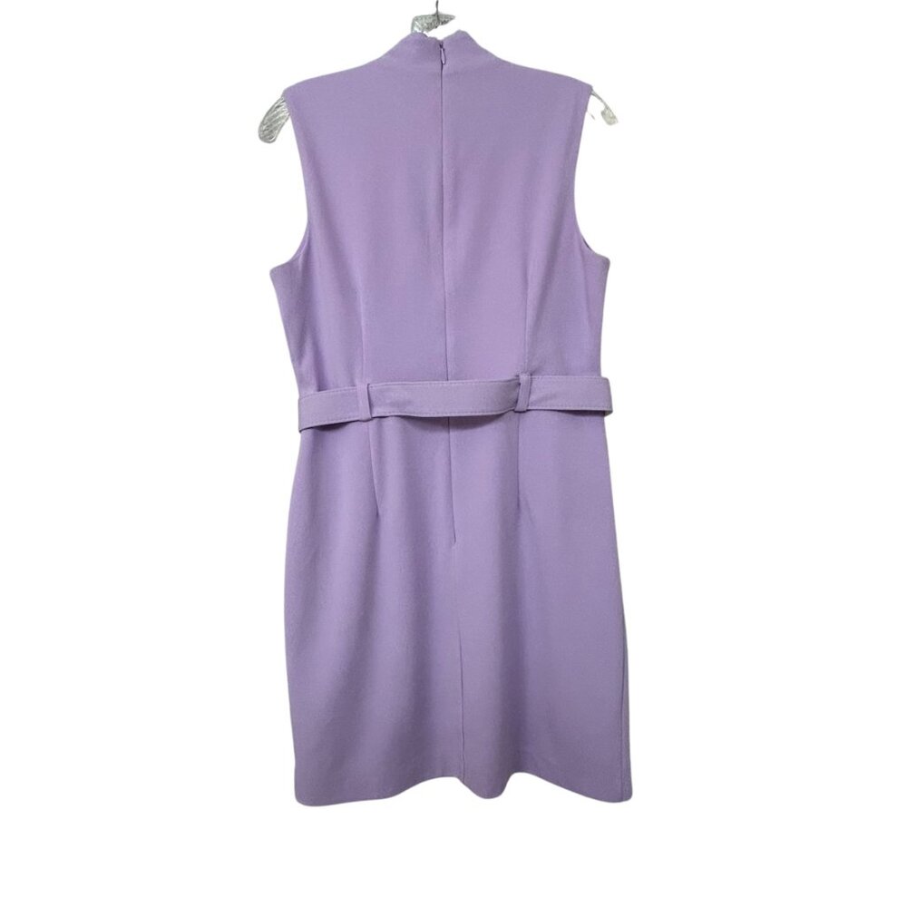 NY&Co Lavender Belted Mock Neck Sheath Dress Sleeveless Lilac Size M - Picture 4 of 9